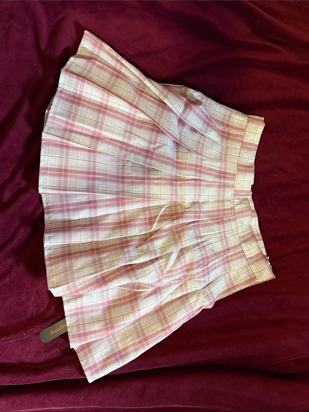 NWT Pink Pisces Plaid Pleated Skater Skirt